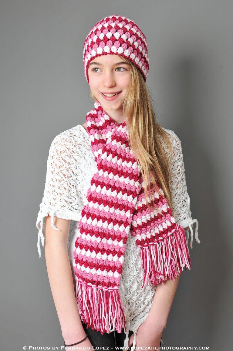 Mod Hat and Scarf Crochet Set Petals to Picots