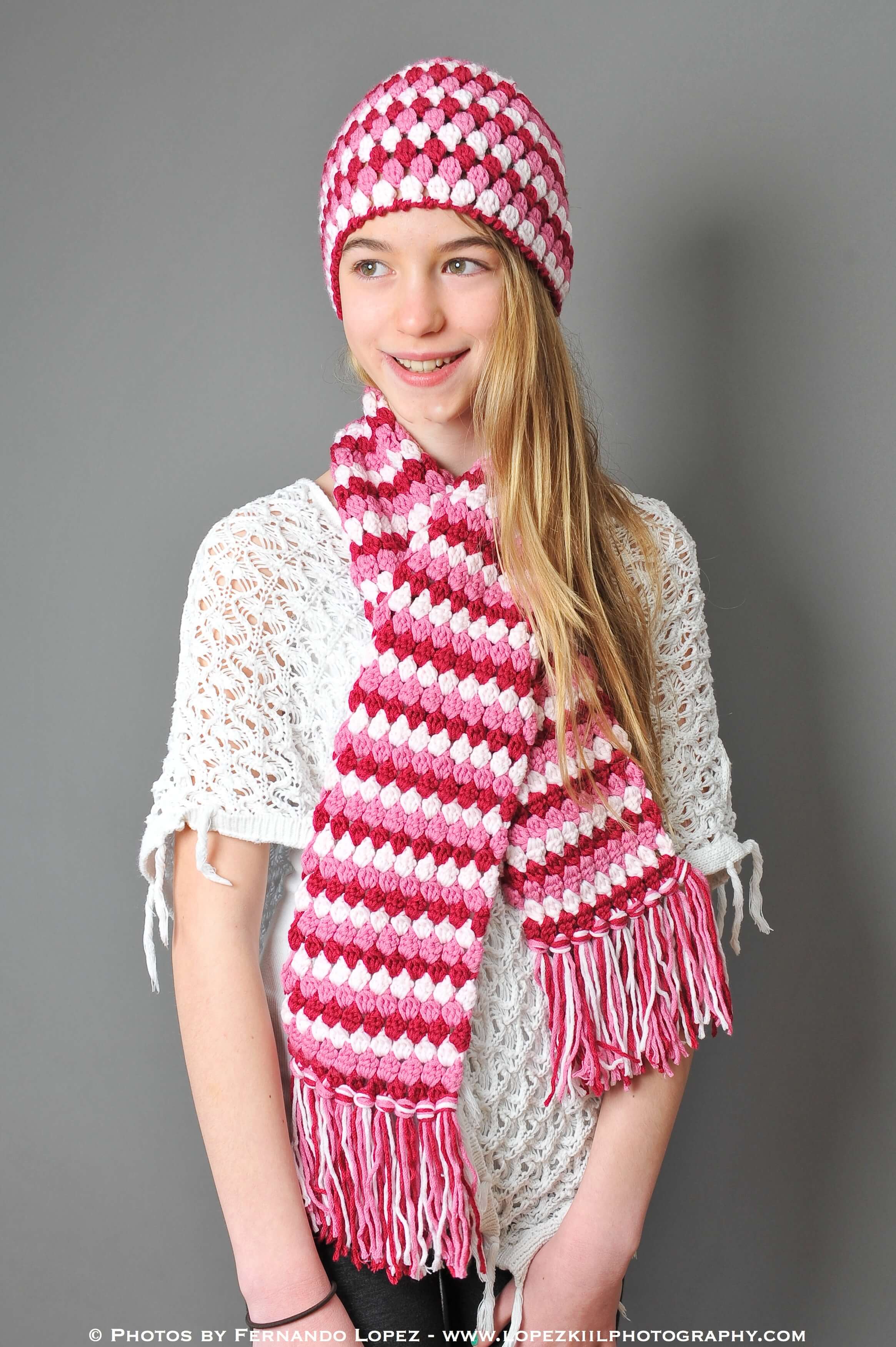 Mod Hat and Scarf Crochet Set - Petals to Picots
