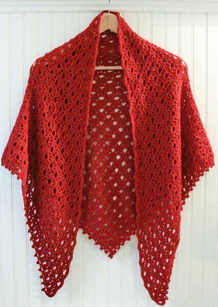 Lacy Shawl Crochet Pattern with beaded edging