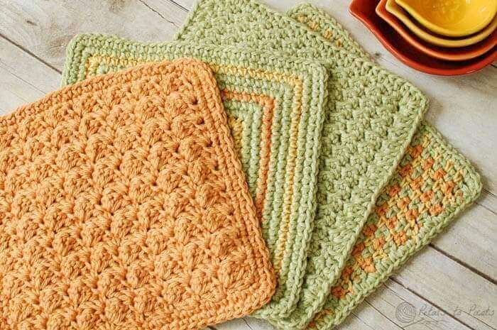 Tunisian Crochet Dish Drying Mat Pattern - Petals to Picots