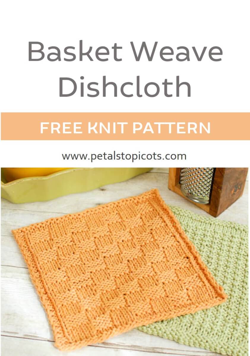 Basket Weave Knitted Dishcloth Patterns - Petals to Picots
