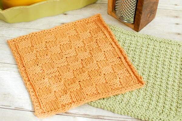 Basket Weave Knitted Dishcloth Patterns Petals To Picots