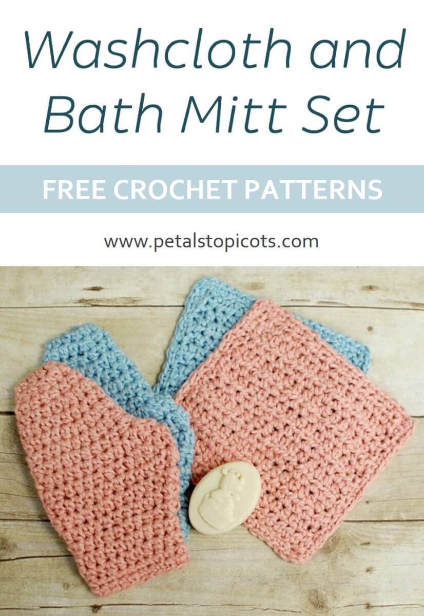 Crochet Washcloth And Bath Mitt Set Free Patterns Petals To Picots