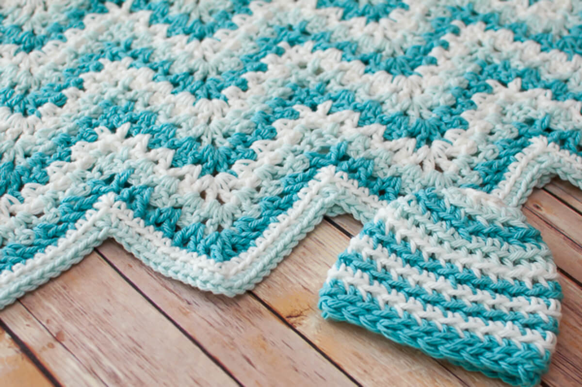 Download Lacy Ripple Baby Blanket and Hat Crochet Pattern Set | Petals to Picots